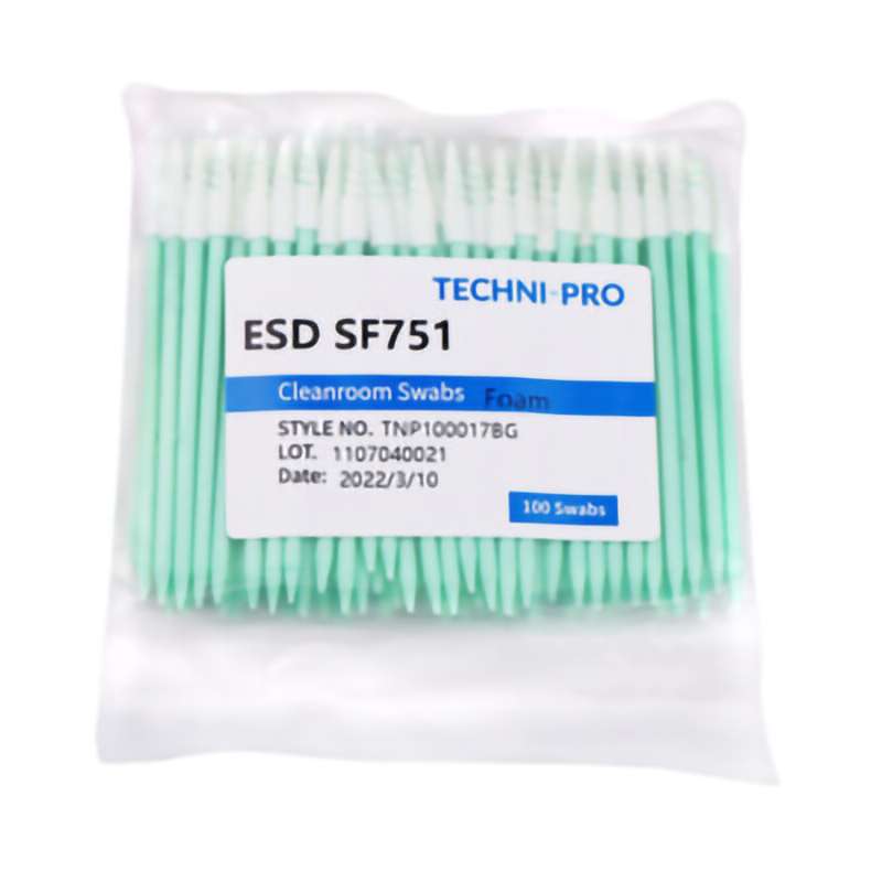 Cleanroom ESD Foam Swab, Static Dissipative Swab Handle, 100/Bg